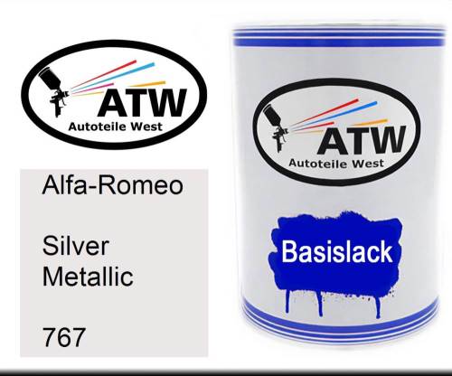 Alfa-Romeo, Silver Metallic, 767: 500ml Lackdose, von ATW Autoteile West.